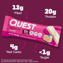 Load image into Gallery viewer, Quest Protein Bar, High Protein, Low Carb, Keto Friendly, 60g, 12 Count