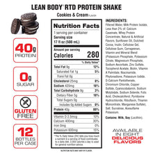 Load image into Gallery viewer, LEAN BODY PROTEIN SHAKE Ready-To-Drink (12 pack) 500ml - Cookies & Cream