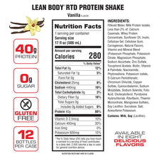 Load image into Gallery viewer, LEAN BODY PROTEIN SHAKE Ready-To-Drink (12 pack) 500ml - Vanilla