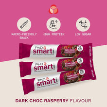 Load image into Gallery viewer, PhD Smart Bar Dark Chocolate Raspberry - 12pack
