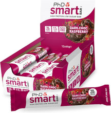 Load image into Gallery viewer, PhD Smart Bar Dark Chocolate Raspberry - 12pack
