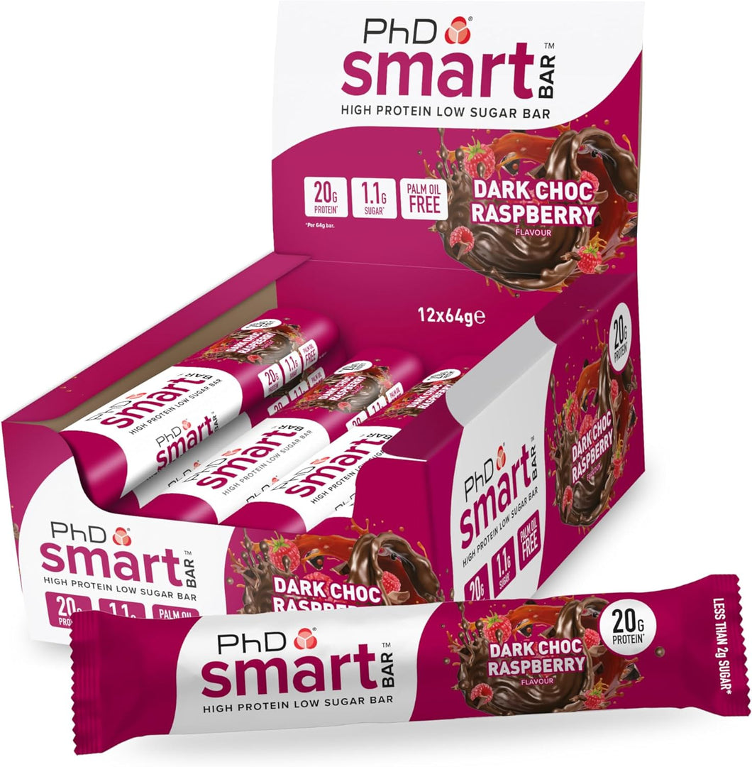 PhD Smart Bar Dark Chocolate Raspberry - 12pack