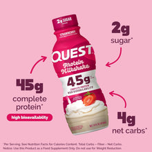 Load image into Gallery viewer, Quest Nutrition Protein Shake, 45g Protein, 2g Sugar, 4g Net Carbs, Ready to Drink, Gluten Free, 12 Count
